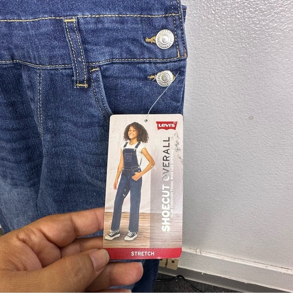 Levi’s Girls Blue Shoecut Denim Overalls Stretch Size 14 Regular - Picture 2 of 6